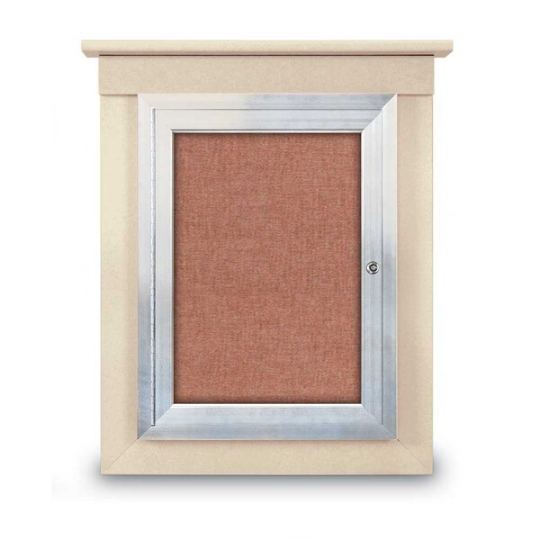 42"x32" 2-Door Enclosed Letterboard, Black Vinyl/Lt Oak